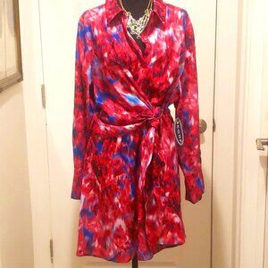 NWT Women's Colorful  Lovely Wrap Dress by Sofia Vergara's SCOOP Sz. 12 -14